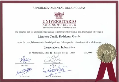 Mauricio Rodriguez Diploma