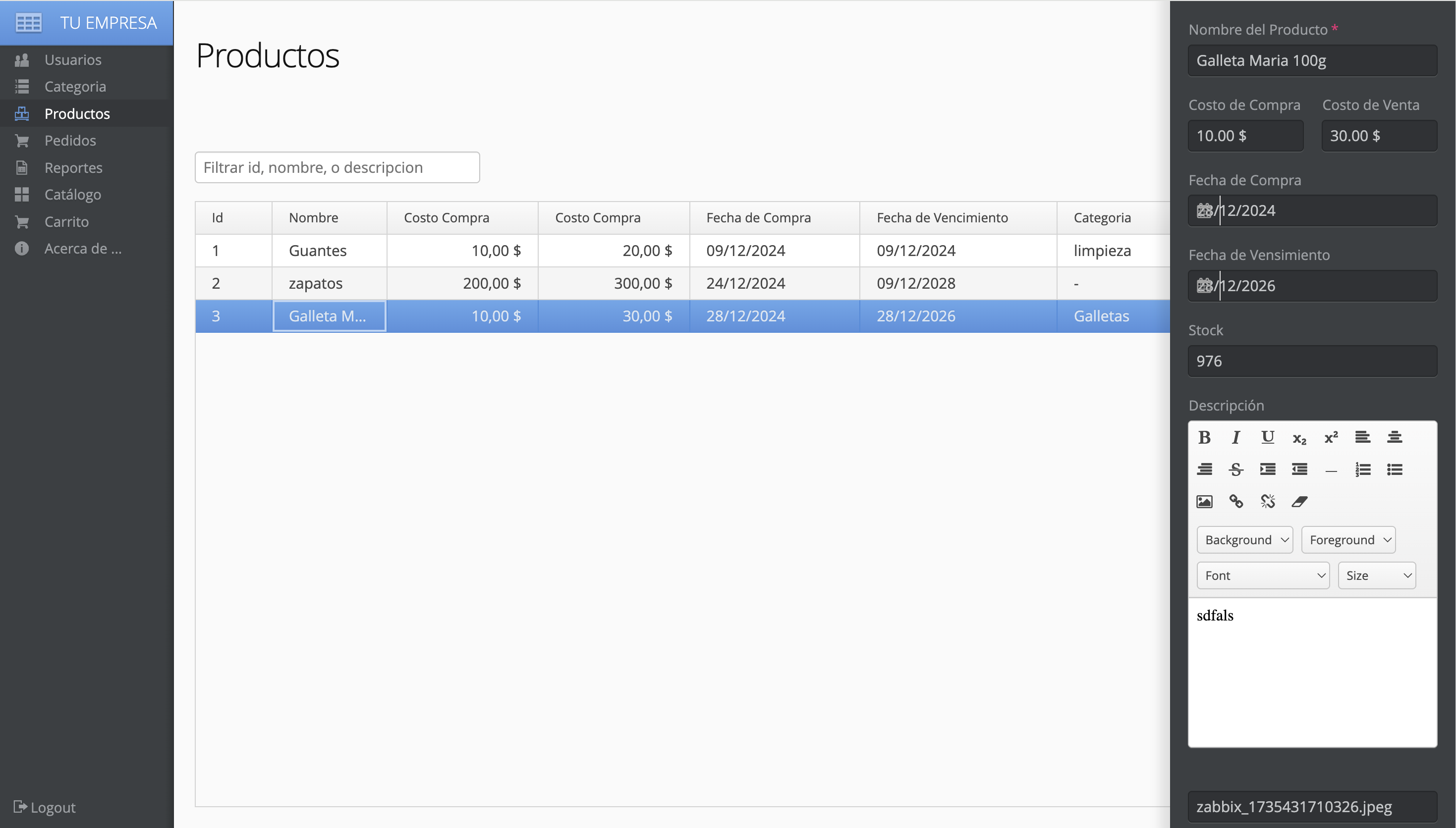 Ventas, Control de Stock y Facturación Screenshot