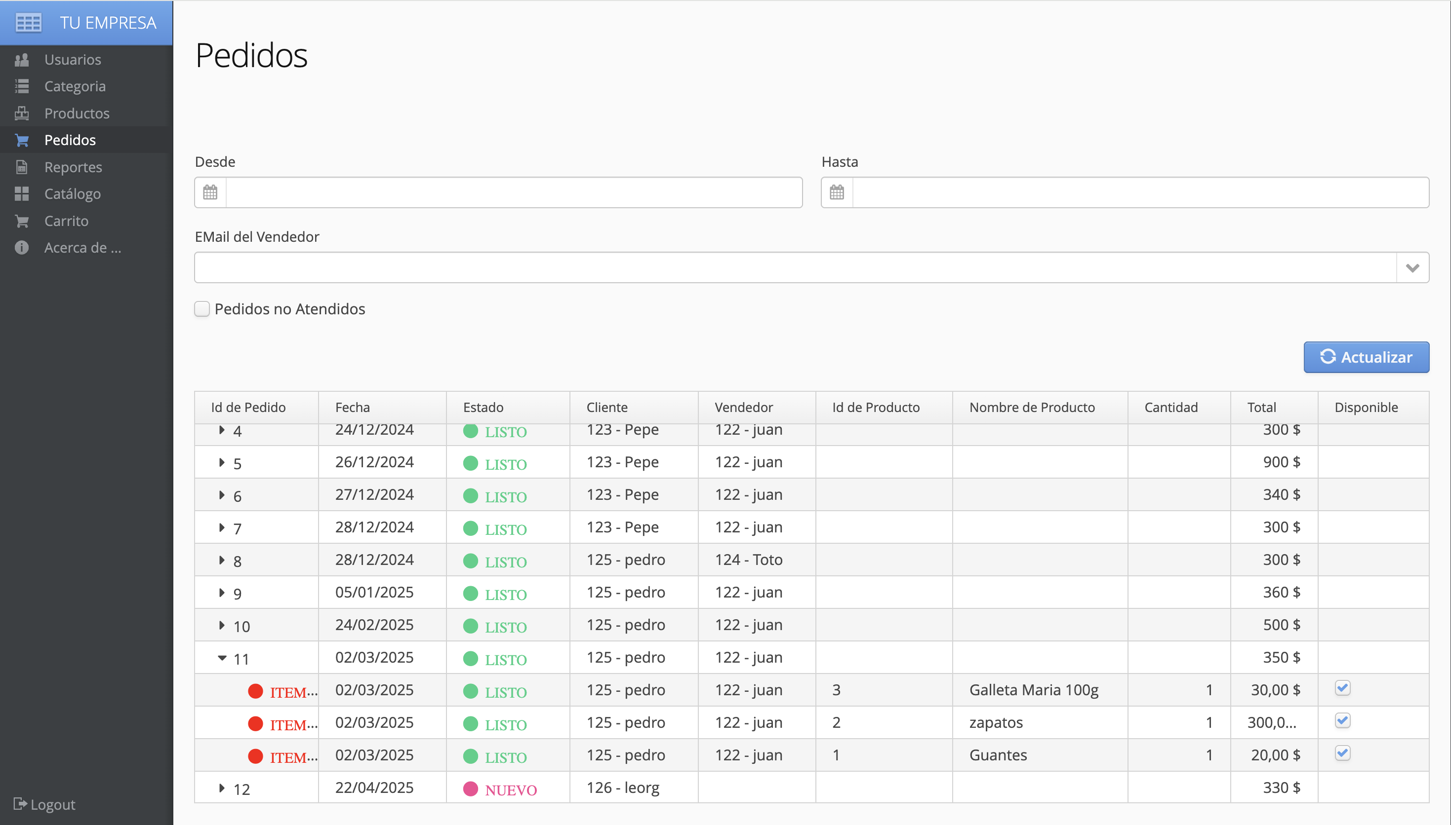Ventas, Control de Stock y Facturación Screenshot